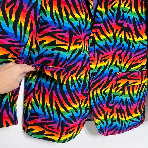 Opposuits Blazer Jacket Rainbow Zebra Mens Muliticolor - Picture 10 of 13